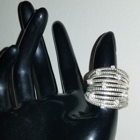 MIA FIORE Size 10 - 10.5. STERLING SILVER AND CRYSTALS RING. Made in Ita… - Picture 4 of 4